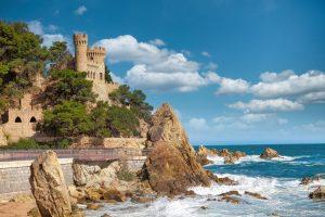 Beautiful view on Castell d'en Plaja from seaside in Lloret de Mar, Costa Brava, Spain