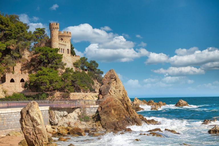 Beautiful view on Castell d'en Plaja from seaside in Lloret de Mar, Costa Brava, Spain