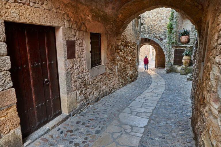 Traditional medieval alley in Pals. Costa Brava, Girona, Spain